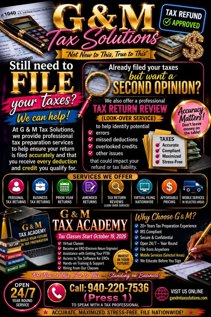 G&M Tax Solutions — your trusted tax preparer